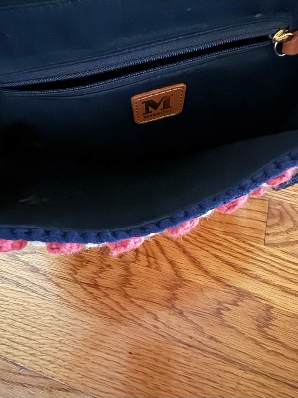 Missoni Navy Crochet Crossbody with Pink, White & Olive Bobbles - Picture 4 of 6